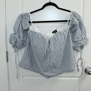 Revolve Bardot Blue & White Stripe Off The Shoulder Top. Size 8 EUC.